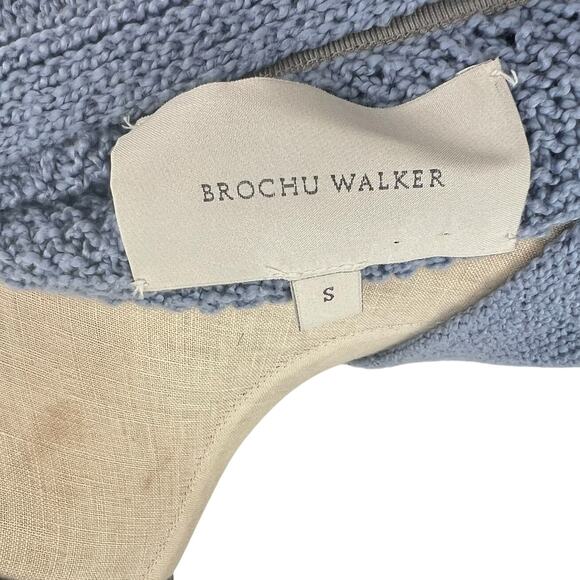Brochu Walker Saskia Relaxed V-neck Sweater Cotton Wool Blue Size Small - Picture 9 of 11